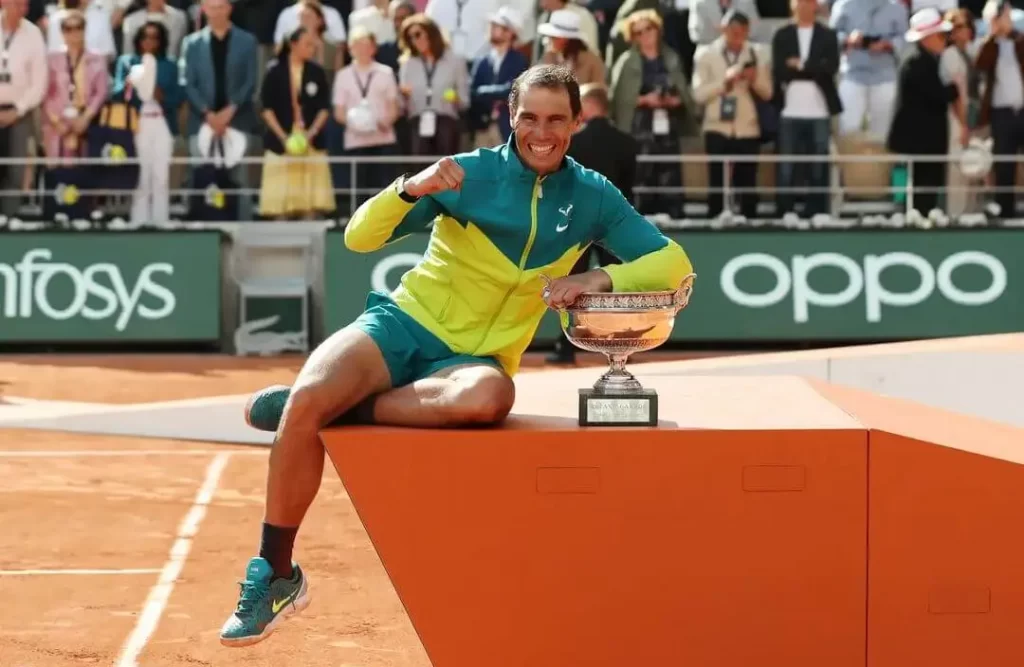French Open 2022 - Roland Garros, Paris, France - Rafael Nadal celebrates with the trophy after winning the French Open final against Casper Ruud